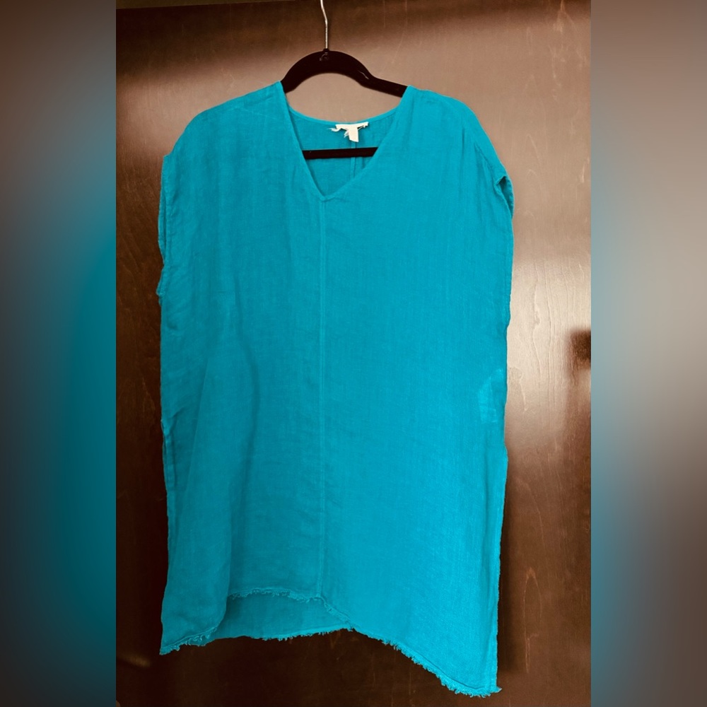 Eileen Fisher Organic Linen Gauze Tunic - Turquoise